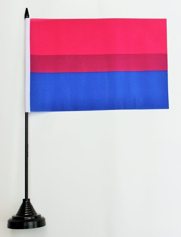 Bi Pride - Tischfahne M mit Fuss 15 x 22 cm