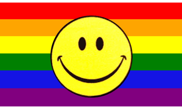 Regenbogen Smiley Flagge 90 x 150 cm