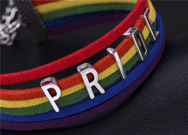 Buchstaben Regenbogen Armband mit Kette