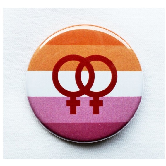 Lesben Doppelfrau Sunset Pride Button L